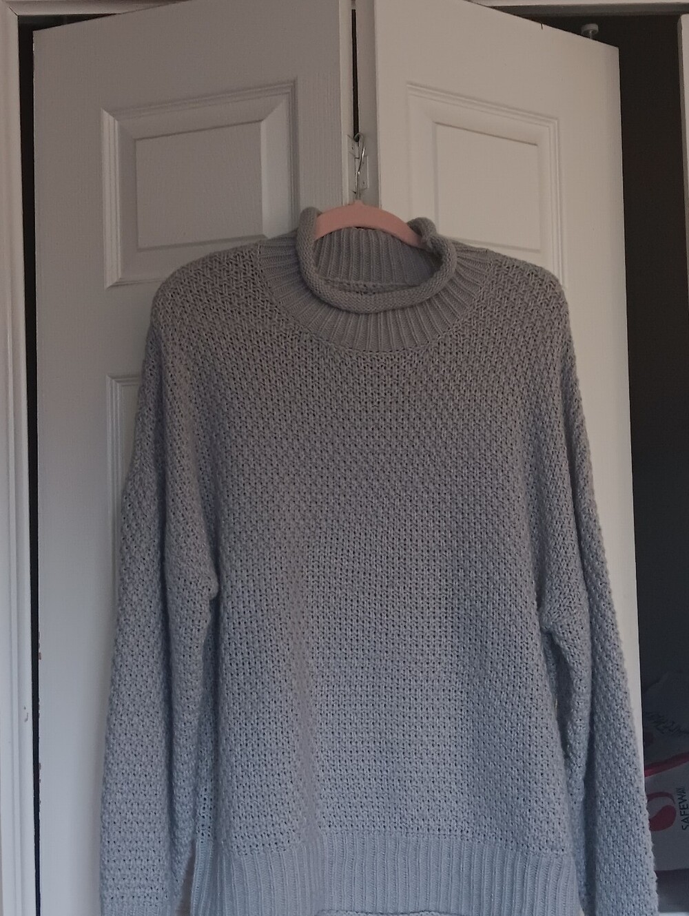 Unbranded Womens Gray Knit Cozy Turtleneck Drop Shoulder Sweater Size L
